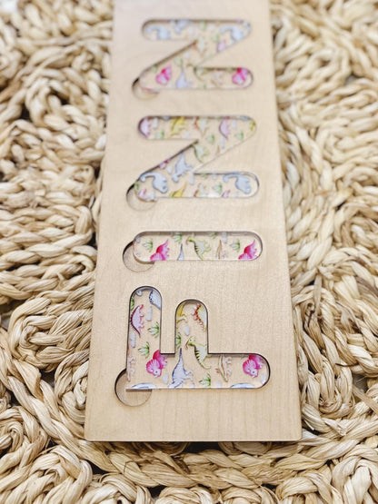Custom Baby Name Puzzle | Wooden Name Puzzle | Engraved Personalized Patterned Name Puzzle | Gift for Toddler | Gift for Kids