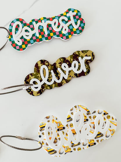 3D Custom Name Keychain | Kids Backpack Name Tag | Acrylic Name Tag | Personalized Name Tag | Birthday Gift | Diaper Bag Tag | Luggage Tag