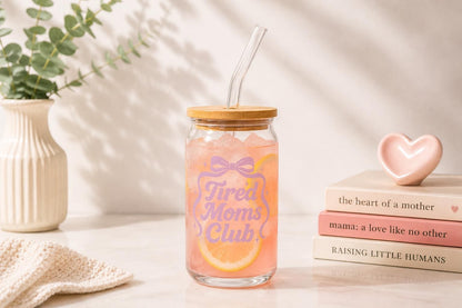 Tired Moms Club Glass Tumbler