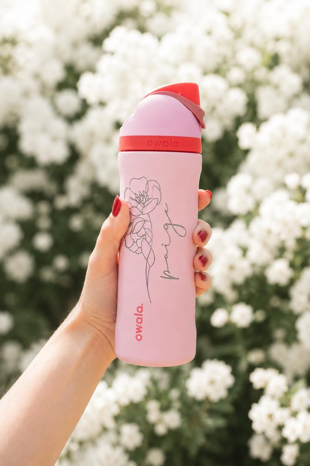 Personalized Floral Name Owala Water Bottle