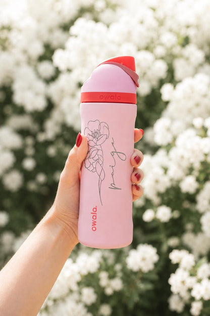 Personalized Floral Name Owala Water Bottle