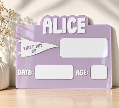 Personalized First Day of School Sign
