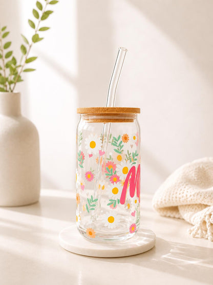 Floral Mama Glass Can Tumbler