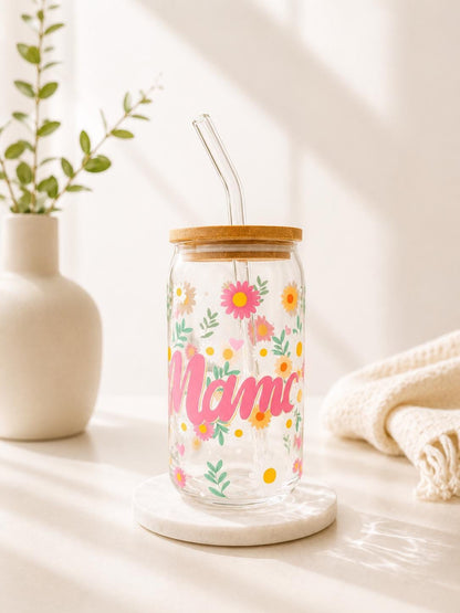 Floral Mama Glass Can