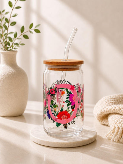 Floral Mom Glass Can Tumbler