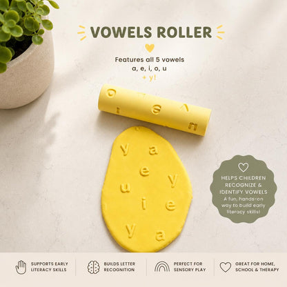 Alphabet & Number Play Dough Rollers | Uppercase, Lowercase, Vowels, Numbers