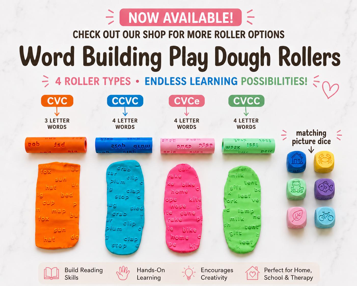 Alphabet & Number Play Dough Rollers | Uppercase, Lowercase, Vowels, Numbers