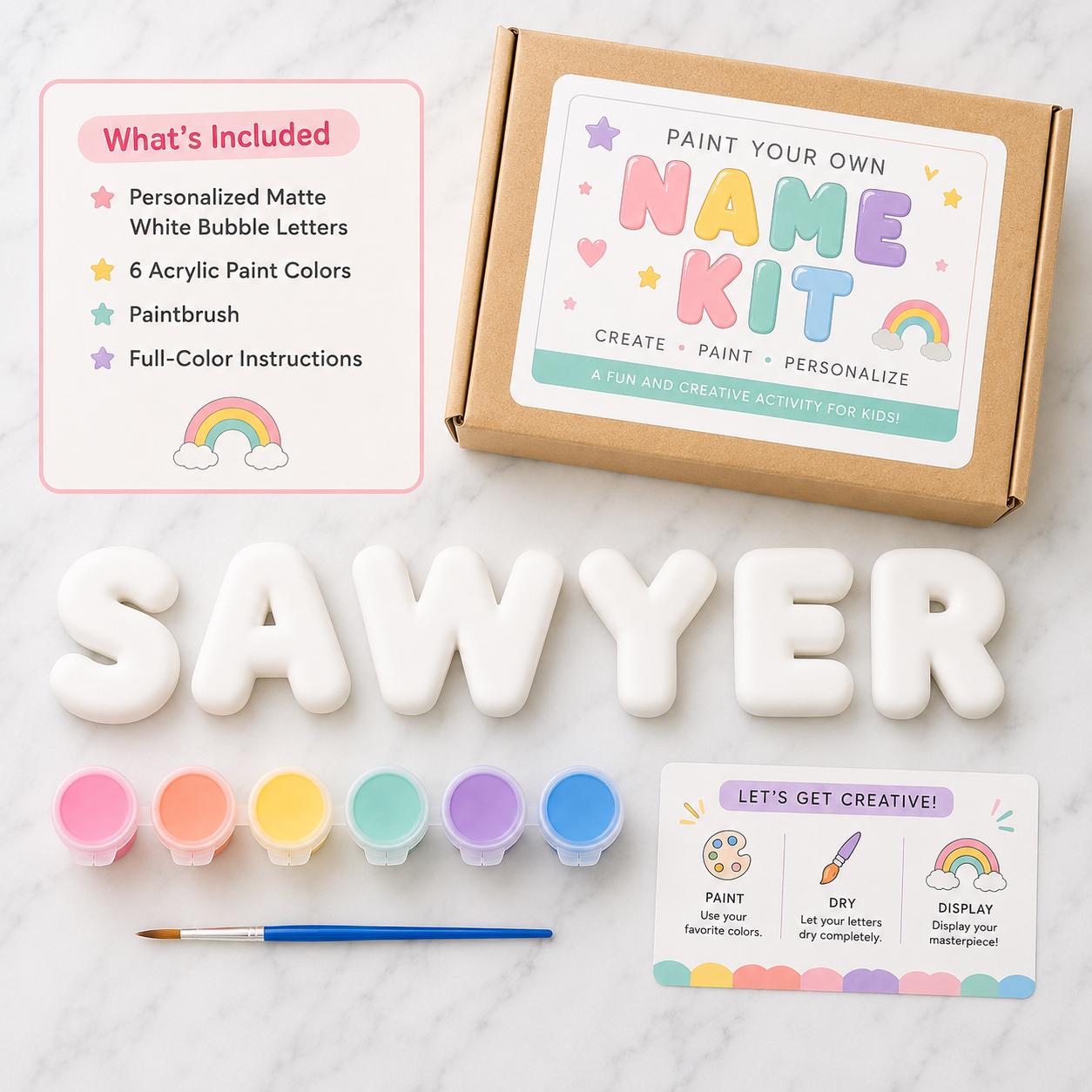 Bubble Letter Name Painting Kit