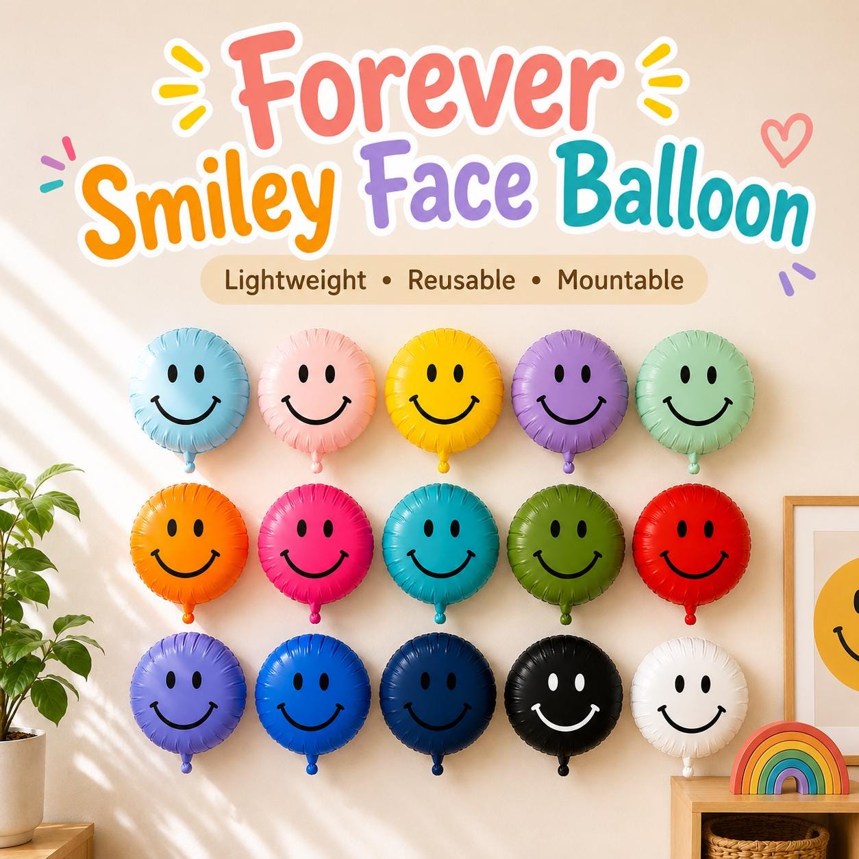 3D Printed Smiley Face Balloon Wall Decor