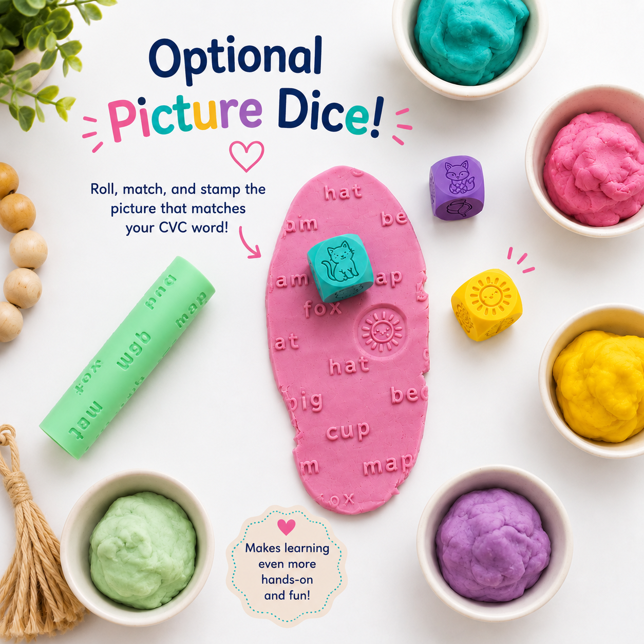 Play Dough Rollers | Alphabet, Numbers & Word Building | CVC, CVCe, CVCC, CCVC